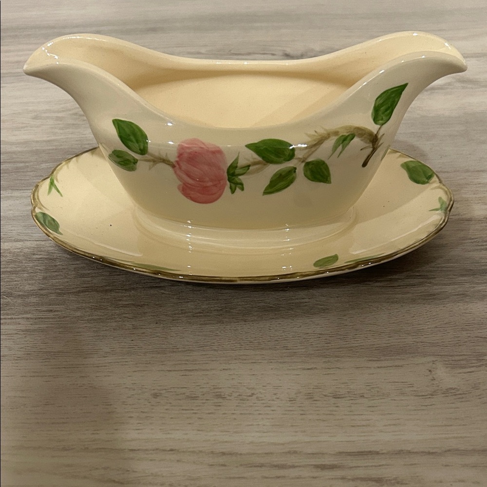 Vintage Franciscan Dessert Rose  Gravy Boat with Saucer